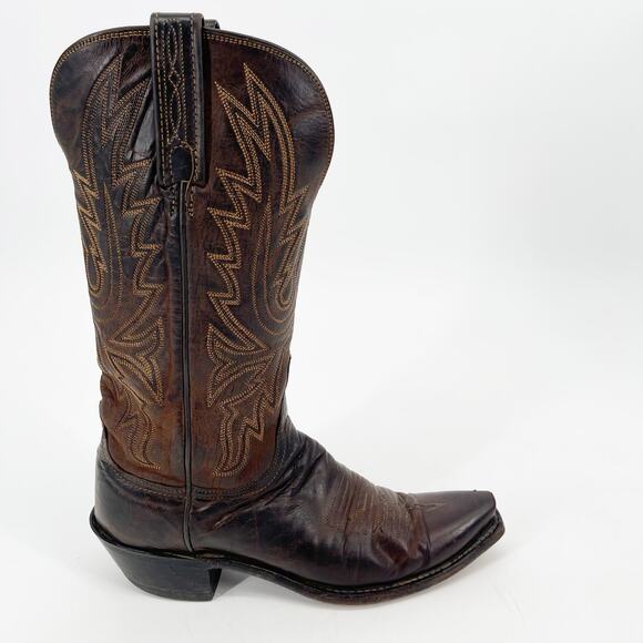 Lucchese N4554 Women’s 6.5 Brown Savannah Stitch Snip Toe Western Cowgirl Boots - Picture 2 of 11